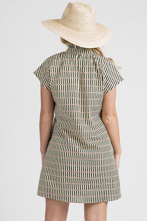 Cream Stripes Sleeveless Dress